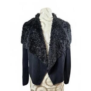 PIKO 1988 Black Faux Fur Collar Suede-Like Women's Jacket- Sm